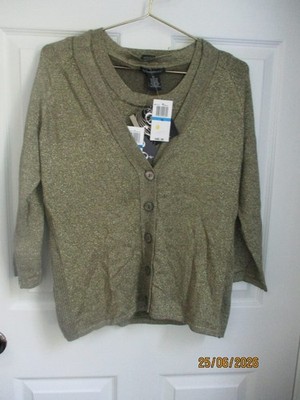2pc 89th Madison Gold Lurex XL Ladies Sweater Set Sleeveless Shell NWT