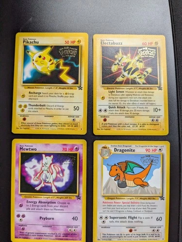 Pokémon The First Movie WOTC Black Star Promo Set - 4 Pokémon Cards 1999 Pikachu