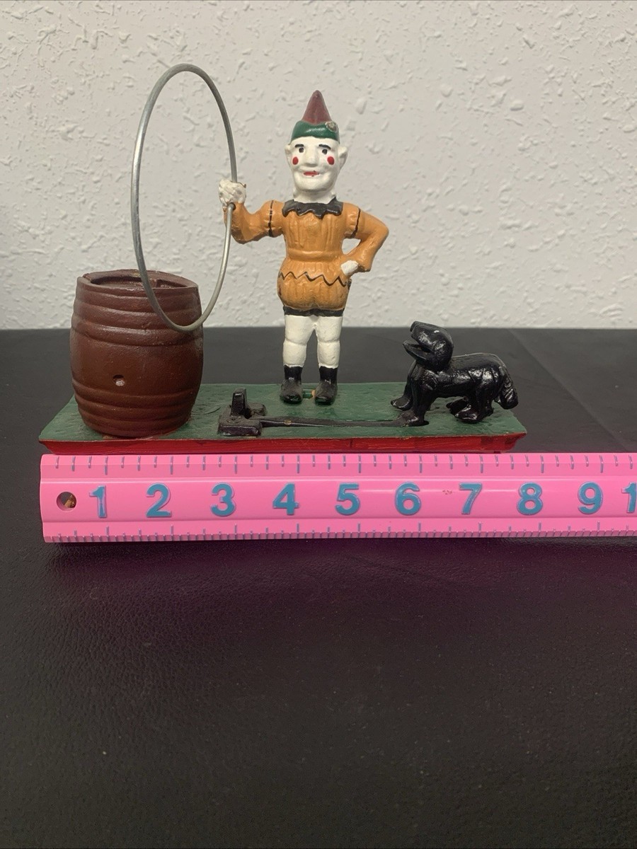 Vintage Circus Clown Trick Dog Mechanical Cast Iron Bank Works | eBay