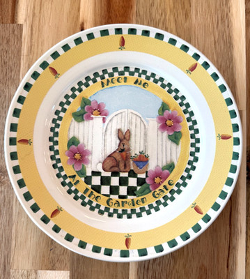 CARRIAGE HOUSE 8'' Spring/ Easter Holiday Dessert Plate Jackie Ehman GARDEN GATE