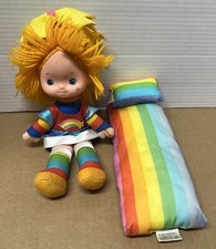 Vintage 1983 Hallmark Rainbow Brite Soft 11  Doll Orange Hair,Dress,Bed,Pillow