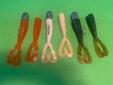 SET OF 6 SCAMPI TWIN TAIL GRUB LURES 6 1/2 INCHES LONG 3 WITH 8 OUNCE LEAD HEADS
