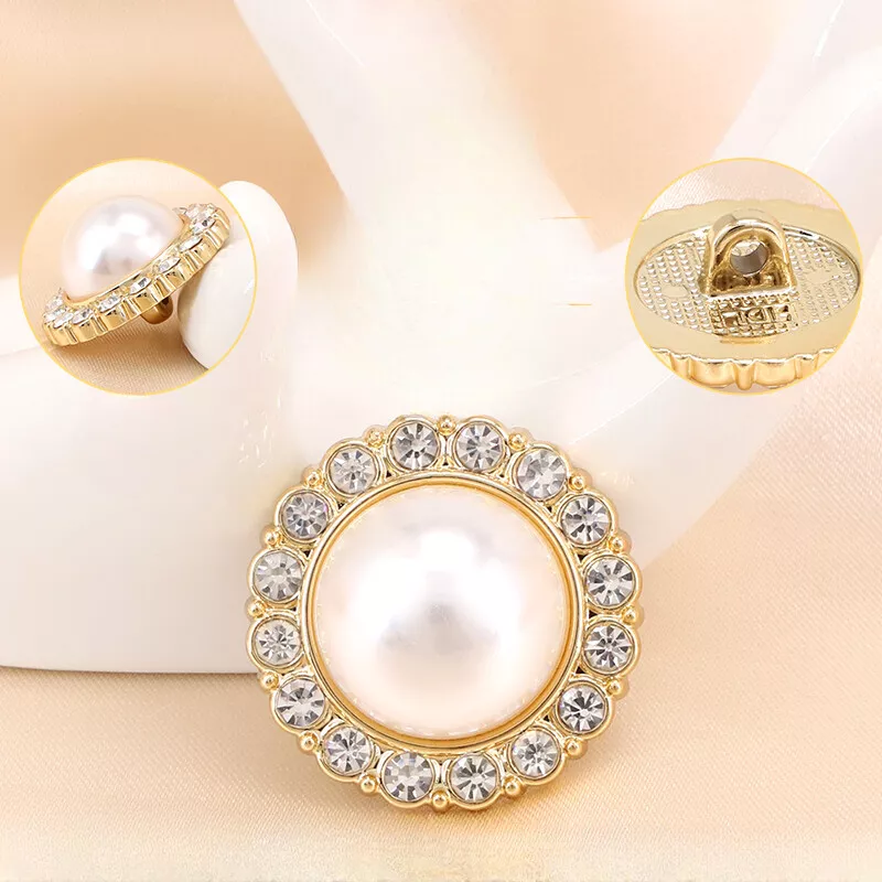 6pcs Glitter Round Buttons Rhinestone Diamond Craft for Overcoat Jacket Top DIY - Image 2 of 4