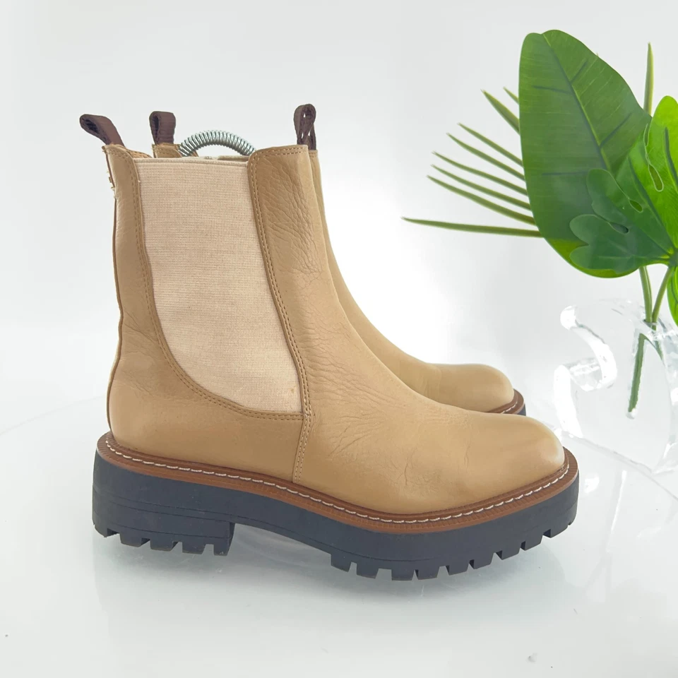 Sam Edelman ботинки Laguna Chelsea женщин 6,5 желтовато-коричневый кожаный тянуть на зажим подошвы коренастый - Изображение 3 из 4