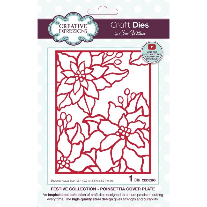 Creative Expressions Festive Poinsettia Cover Plate Die Christmas Card Making