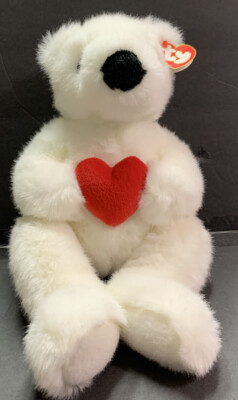 TY BEAR BUDDIES PLUSH ROMEO 1997 WHITE HOLDING A HEART 13  with ORIGINAL TAG