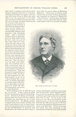 1893 George William Curtis Biography Write Public Speaker History Writer