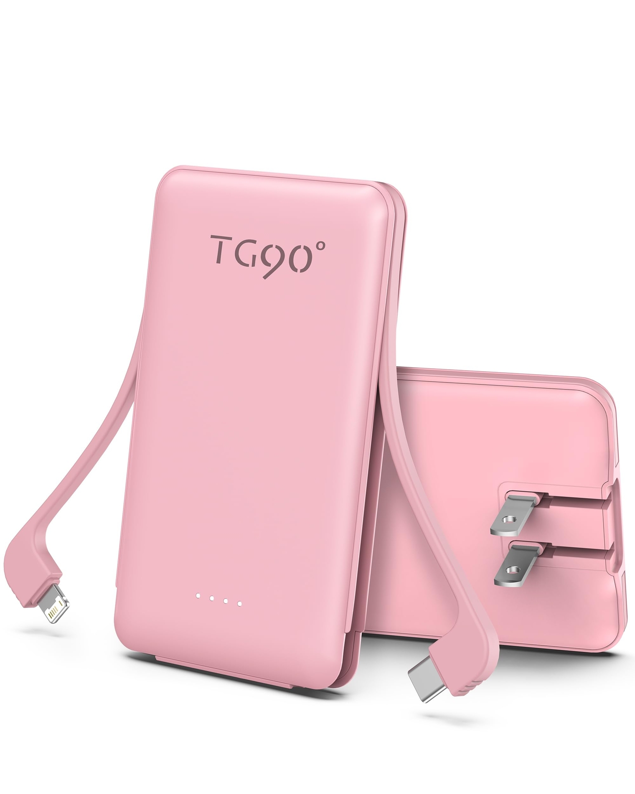 TG90° Ultra-Compact 5000mAh Power Bank with Built-in Cable for On-the-Go Charging