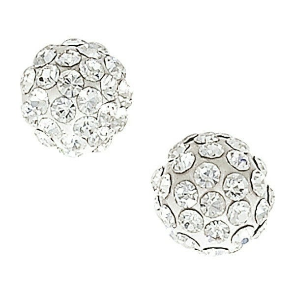 Crystal Ball Stud Earrings Solid Sterling Silver 925 Hallmark Brand New