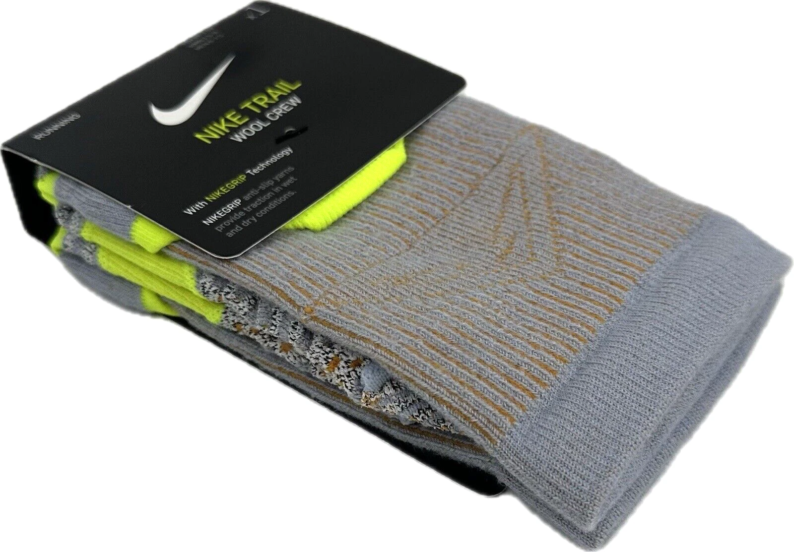 Nike Trail Adult Blue Orange Crew Wool Cushion NikGrip Running Socks Sz 6-7.5