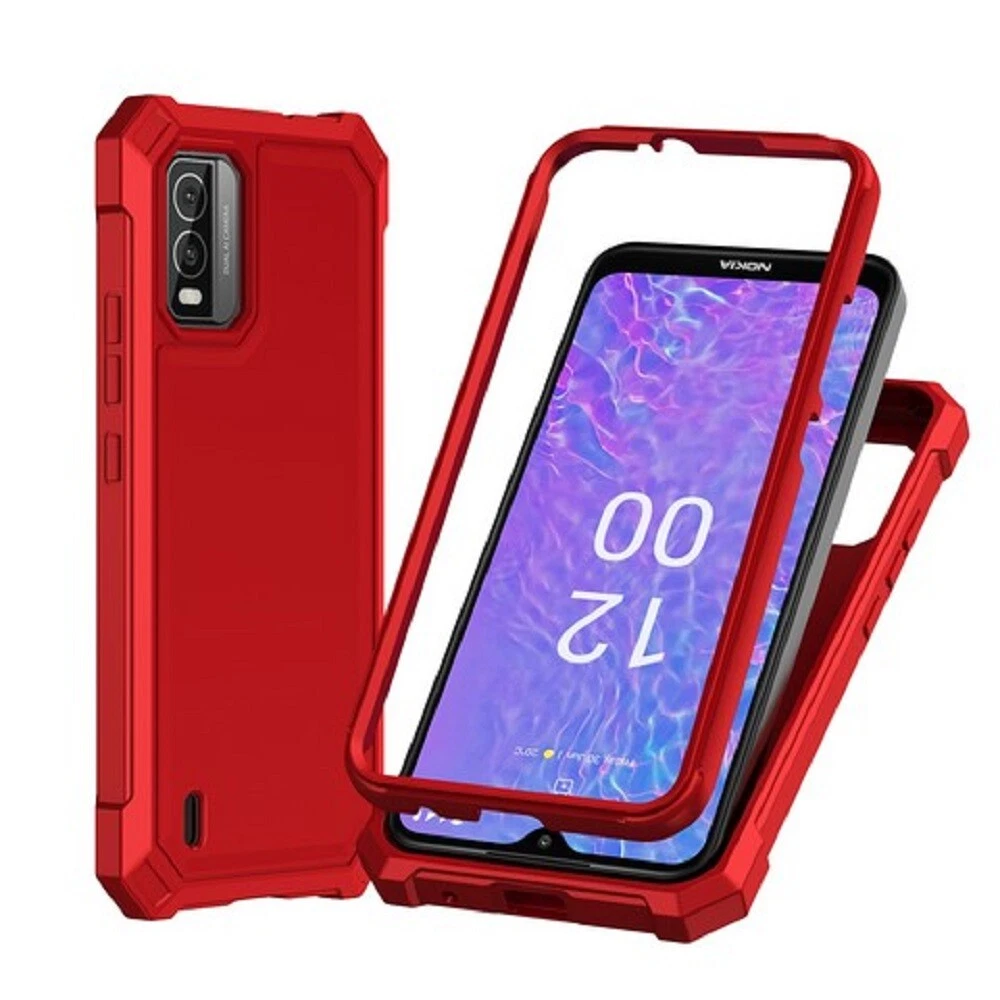 Nokia C210 Phone Case - Full Body TPU Cover with Ring Stand & Tempered Glass Screen Protector  
