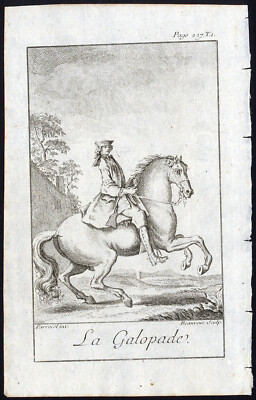 Antiker Druck - KANTER - PFERDEGANG - GALOPADE - Paket - Beauvais - 1769