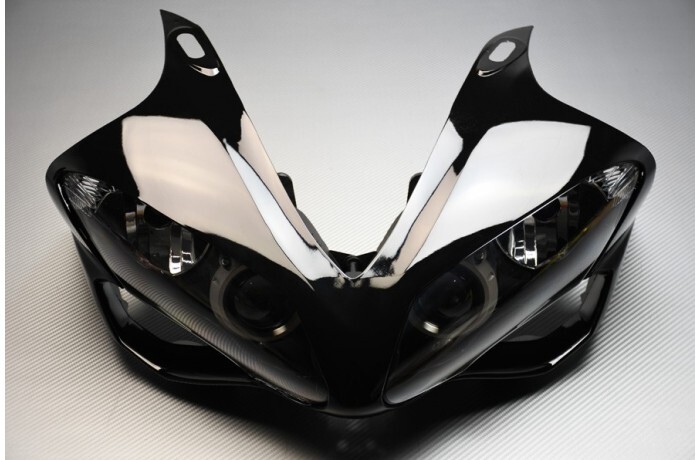 Face avant Yamaha YZF R1 2007-2008 plastique noir et optique pour éliminer les vibrations