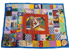 HANDMADE SIGNED I Spy Travel/Car Quilt For Children  TUMMY TIME 24.5 "x 33.5" 