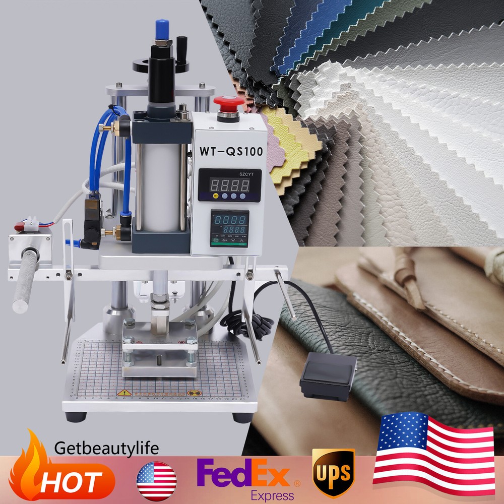 Hot Foil Stamping Machine 500W Air Pneumatic Logo Leather PVC Press 80*100mm