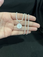 Cadena de plata de ley 925 pequeña Virgen María Guadalupe y cuerda 18 22 26 30