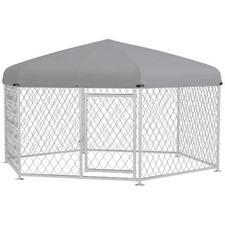 Recinto per Cani Taglia Grande 2.1x1.85x1.5 m Argento/Grigio 4SRW97F AllMyPets