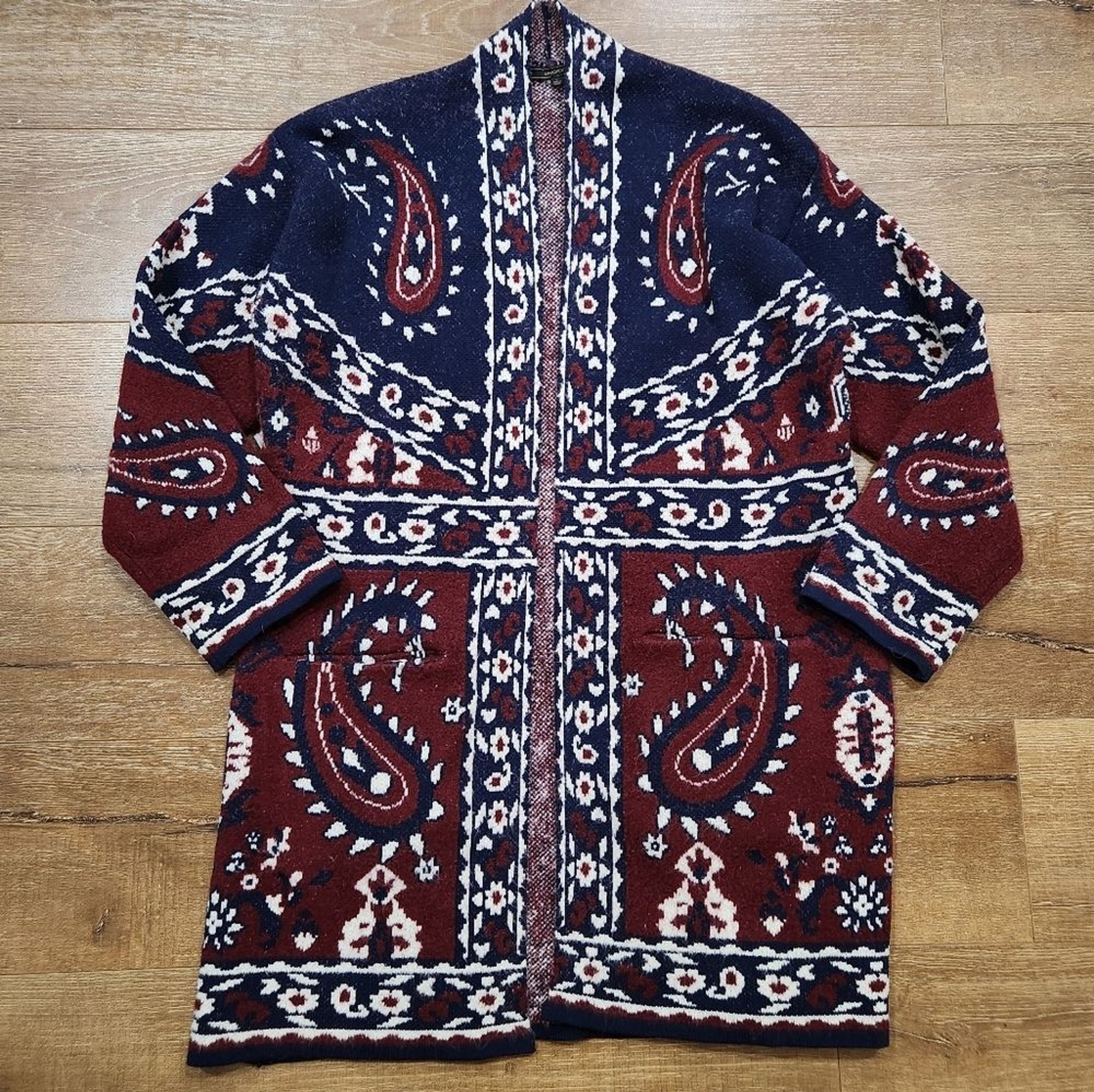 Maxsport Womens Paisley Long Western Cardigan Cowgirl Rodeo Cozy Sweater Large Size  