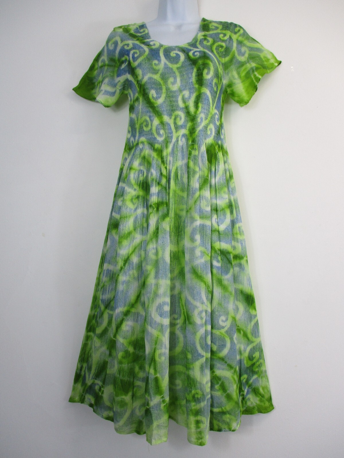 Mujer 100% Viscosa Fruncido Boddice Vestido de Verano 5colsMidi Largo Unitalla: