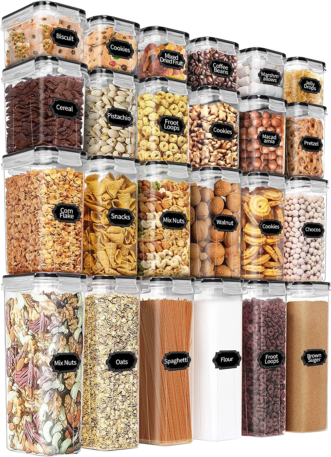 24PCS Airtight Food Storage Containers Set – BPA-Free, Leak-Proof, Labels