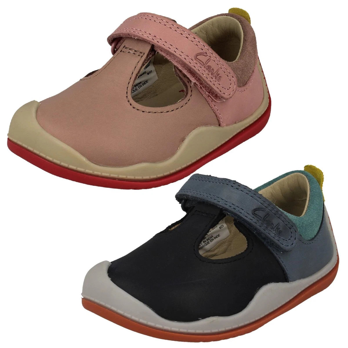 Children's Clarks 'Roller Bright t' T-Bar Leather First Walking Shoes