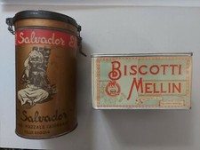 MELLIN Scatola in latta BISCOTTI + EL SALVADOR Scatola caffè in latta - VINTAGE 