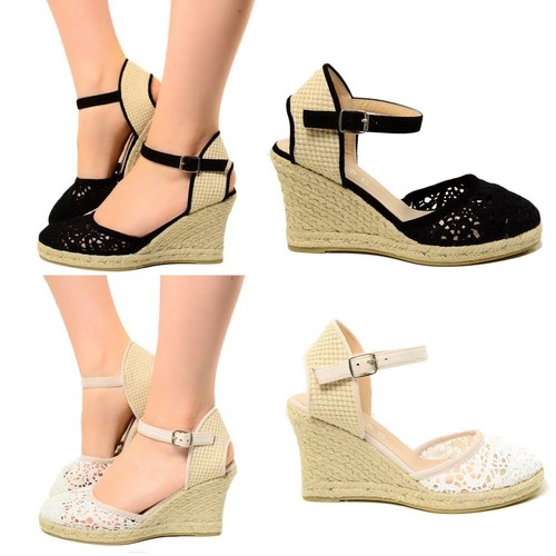 Espadrillas Donna Scarpe Zeppe in Corda Campesine con Zeppa Alte Pizzo  18647 | eBay