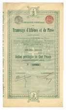 Tramways d' Ath&egrave;nes et du Pir&eacute;e SA &ndash; Vorzugsaktie von 1907 &ndash; Strassenbahn Athen