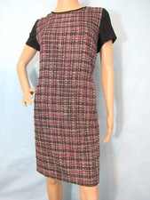 BANANA REPUBLIC Black/Multi Plaid Short Sleeve Fit & Flare Dress, Size 12