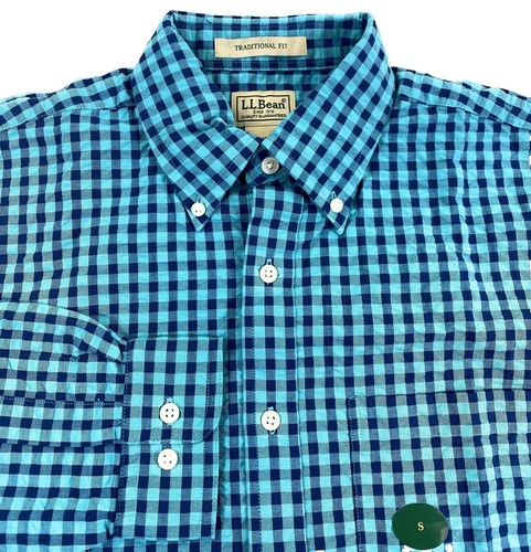 LL Bean Long Sleeve Blue & White Stripe Button Up Size L 100