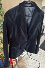Theory Womens Velvet Blazer Size 0 Blue One-Button Jacket
