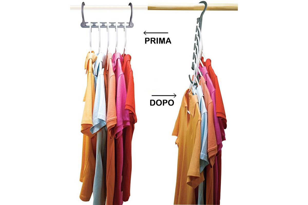 Grucce Salvaspazio Per Armadio - 8 Pezzi Multistrato Per Organizzazione - Foto 4