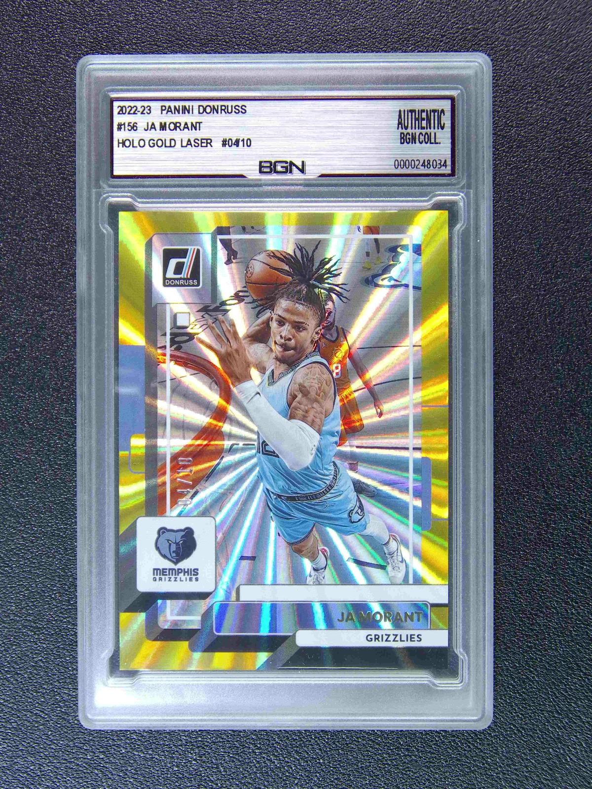 2022-23 Panini Donruss Ja Morant #156 Holo Gold Laser /10