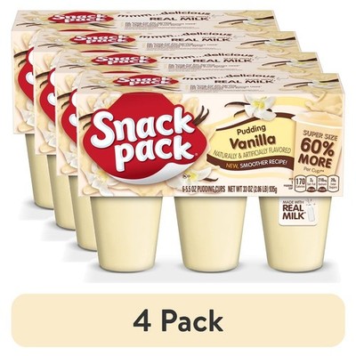 Vanilla Pudding Cups 6 Count Bulk Pack 4 Sets of 6 Large 5.5 oz Dessert Snacks