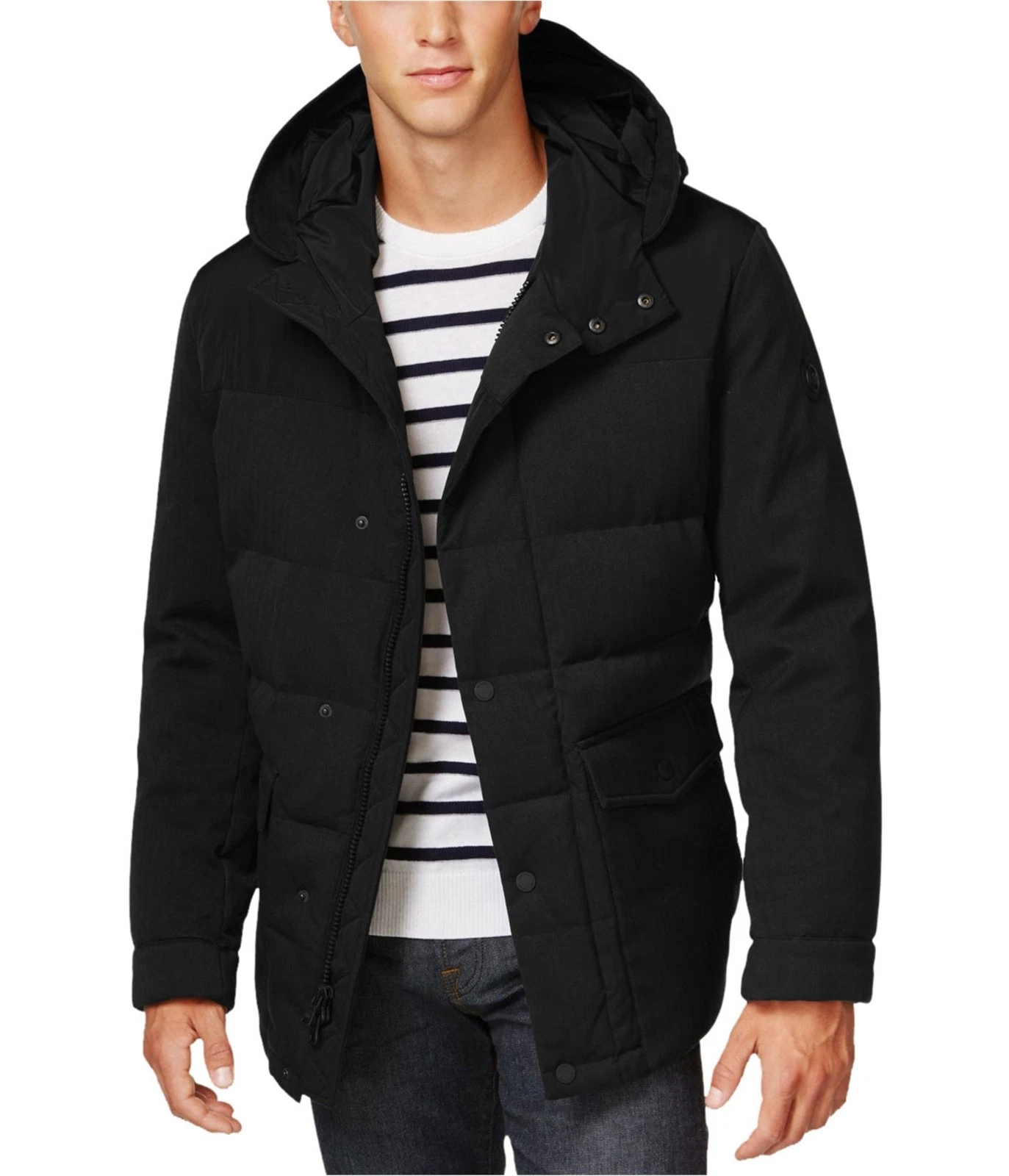 Giacca trapuntata uomo Michael Kors full zip nera grande e alta XX Large