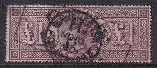 GB. QV. 1884. SG 185 £1 brown lilac. Cat £3000.