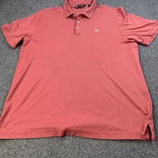 Travis Mathew Shirt Mens XL Red Striped Short Sleeve Polo Golf Casual