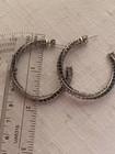 Black Gray Crystal CZ Twist Hoops Vintage Quality Silvertone Unique  — photo 6