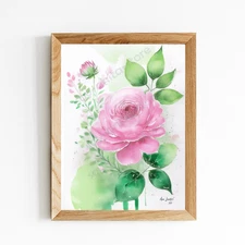 Digital Image Download IA Art Watercolor Rose Wall Decor Printable Minimalist