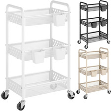 3 Tier Rolling Storage Cart Organizer, Metal Rolling Utility Carts on Wheels, Wh
