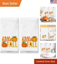 Embroidered Fall Towels Set - Rustic 14x30 Cotton Hand Towels for Every Occasion