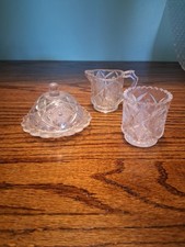 EAPG Fernland Toy Creamer, Spooner and Butter Dish