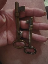 2 Large Antique Vintage Brass Skeleton Keys