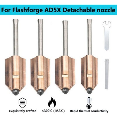 0,25 mm 0,4 mm 0,6 mm 0,8 mm Hotend-Düse für Flashforge AD5X-Drucker
