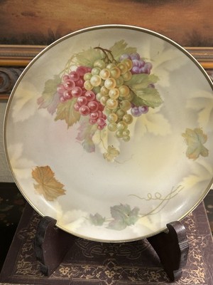 Antique Cabinet Plate-8.5  MZ/Moritz Zdekauer-Austria-Grapes & Leaves-1884-1909