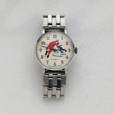 Vintage Soviet mechanical watch Zaria Ice skates. watch for teens USSR