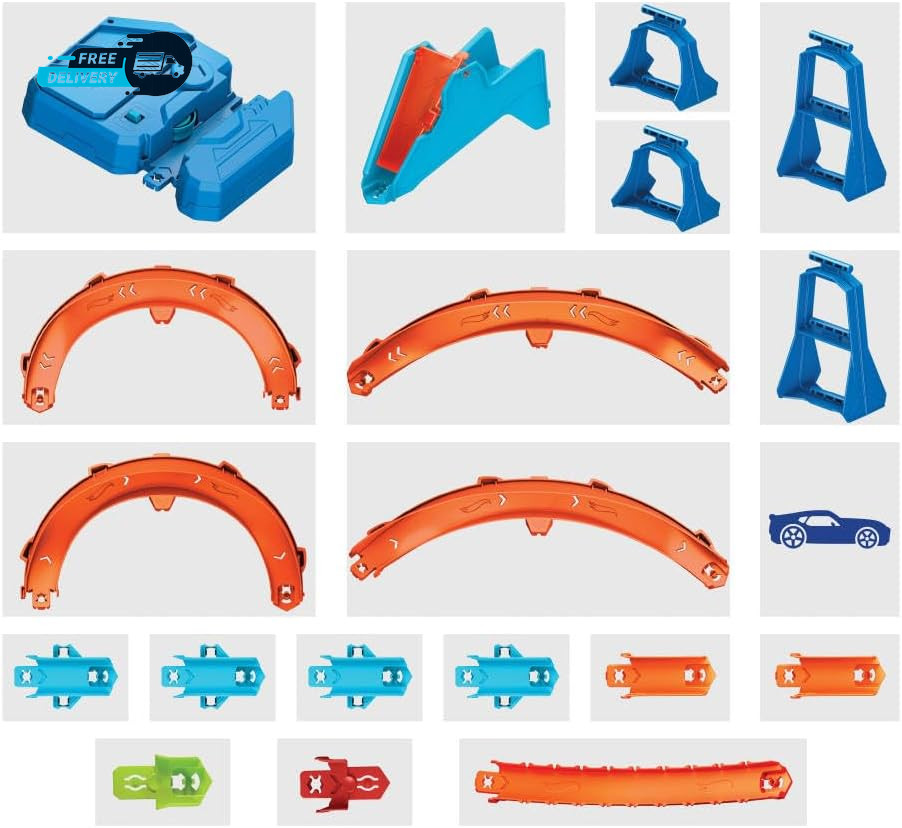 Toy Car Track Set Deluxe Building Box with Motorized Booster