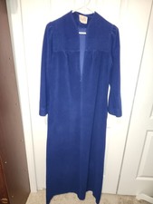 Vintage Vanity Fair half zip up velour robe navy blue sz 10