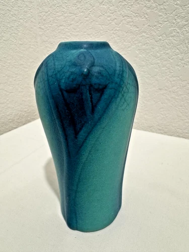 Van Briggle Pottery Vase 6" Signed Turquoise Blue Ombre Matte Co Springs Co