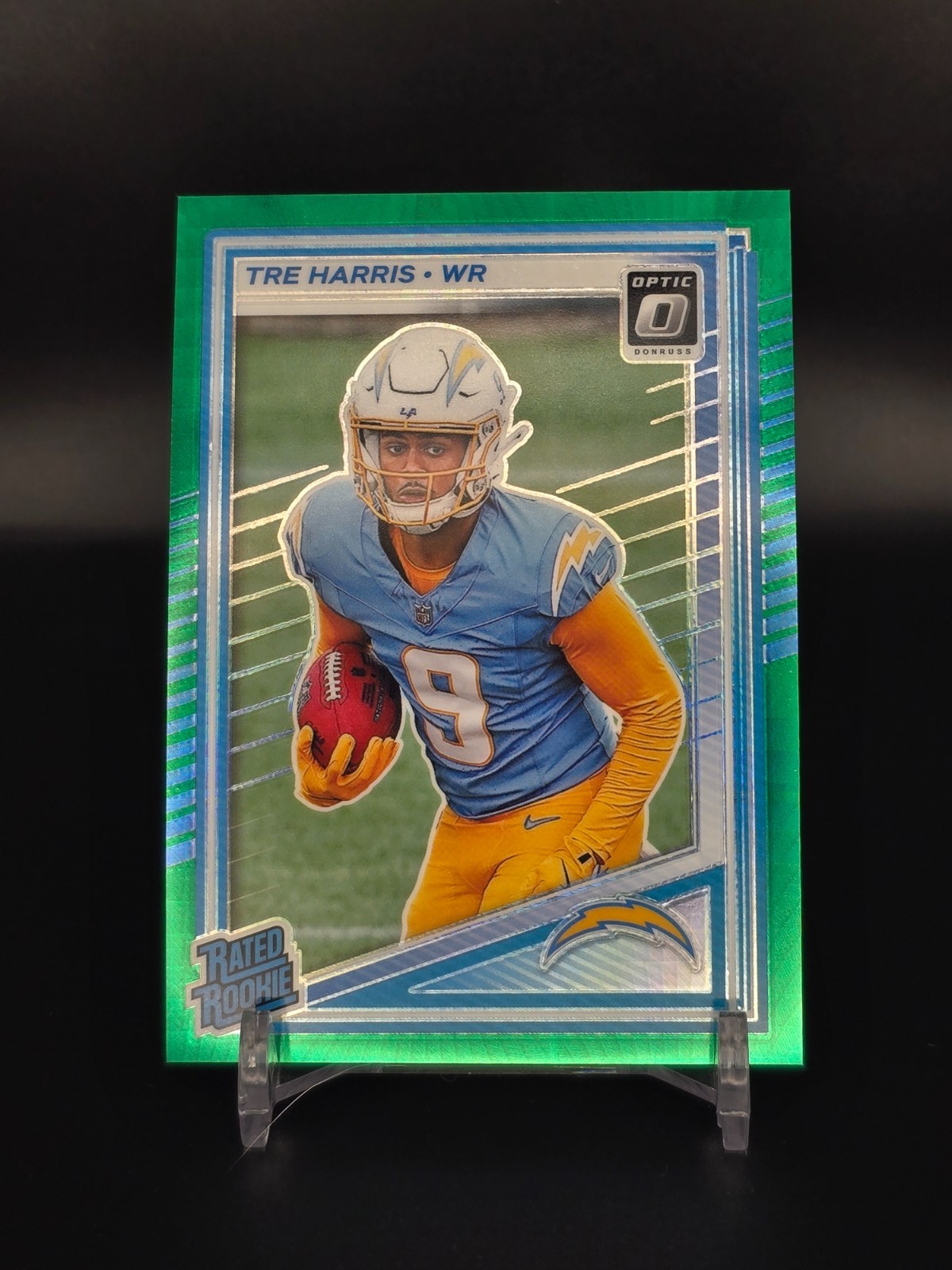 2025 Panini Donruss Optic Football Rated Rookie Tre Harris #229 Hyper Green (RC)